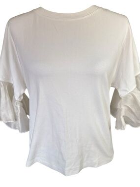 Women's White Ruffle Sleeve Top
